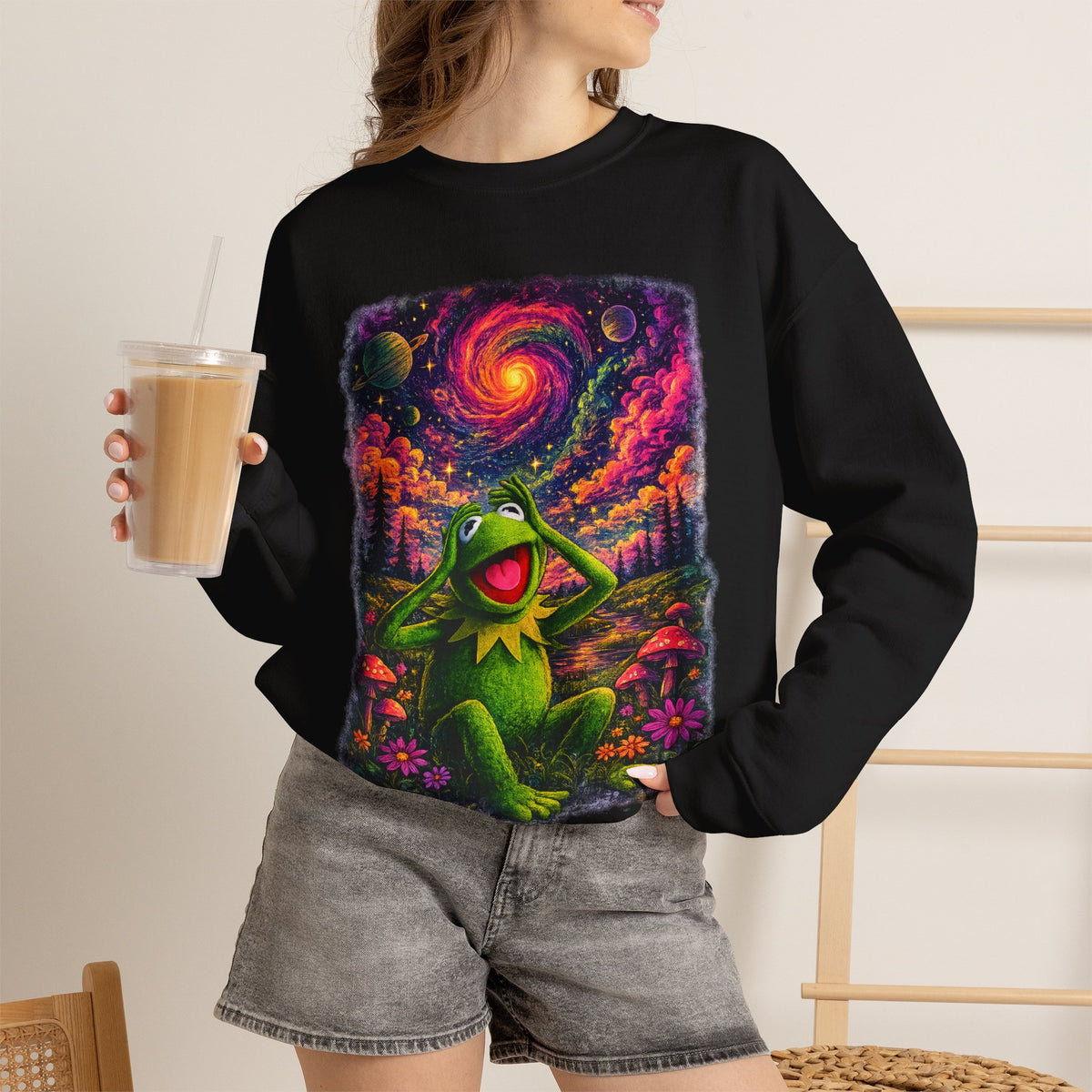 Vert Psychedelic Kermit Unisex Graphic Crewneck Sweatshirt