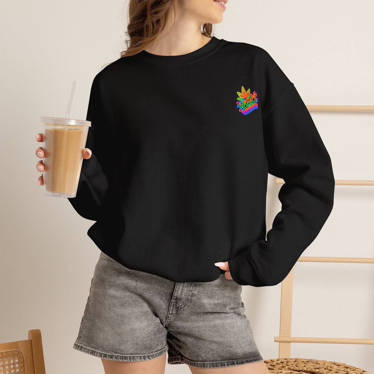 Vert Crested Neon Logo Vintage Style Unisex Graphic Crewneck Sweatshirt