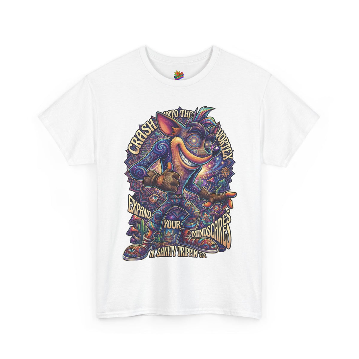 Vert Crash Bandicoot Psychedelic Vintage Style Unisex Cotton Graphic T-Shirt