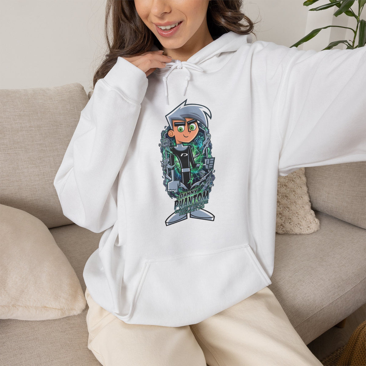 Vert Danny Phantom Vintage Style Unisex Graphic Hoodie