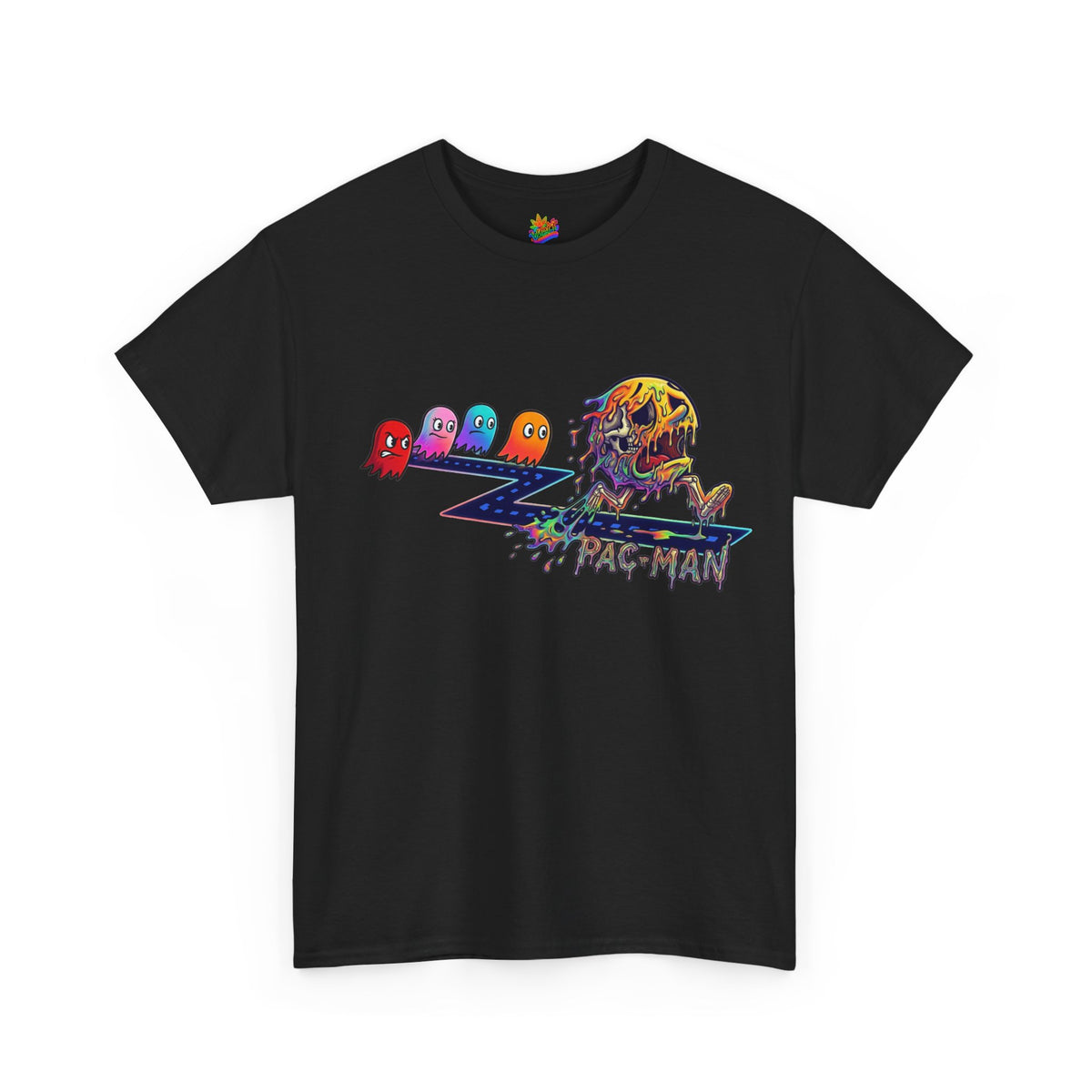 Vert Pac-Man Psychedelic Vintage Style Unisex Cotton Graphic T-Shirt