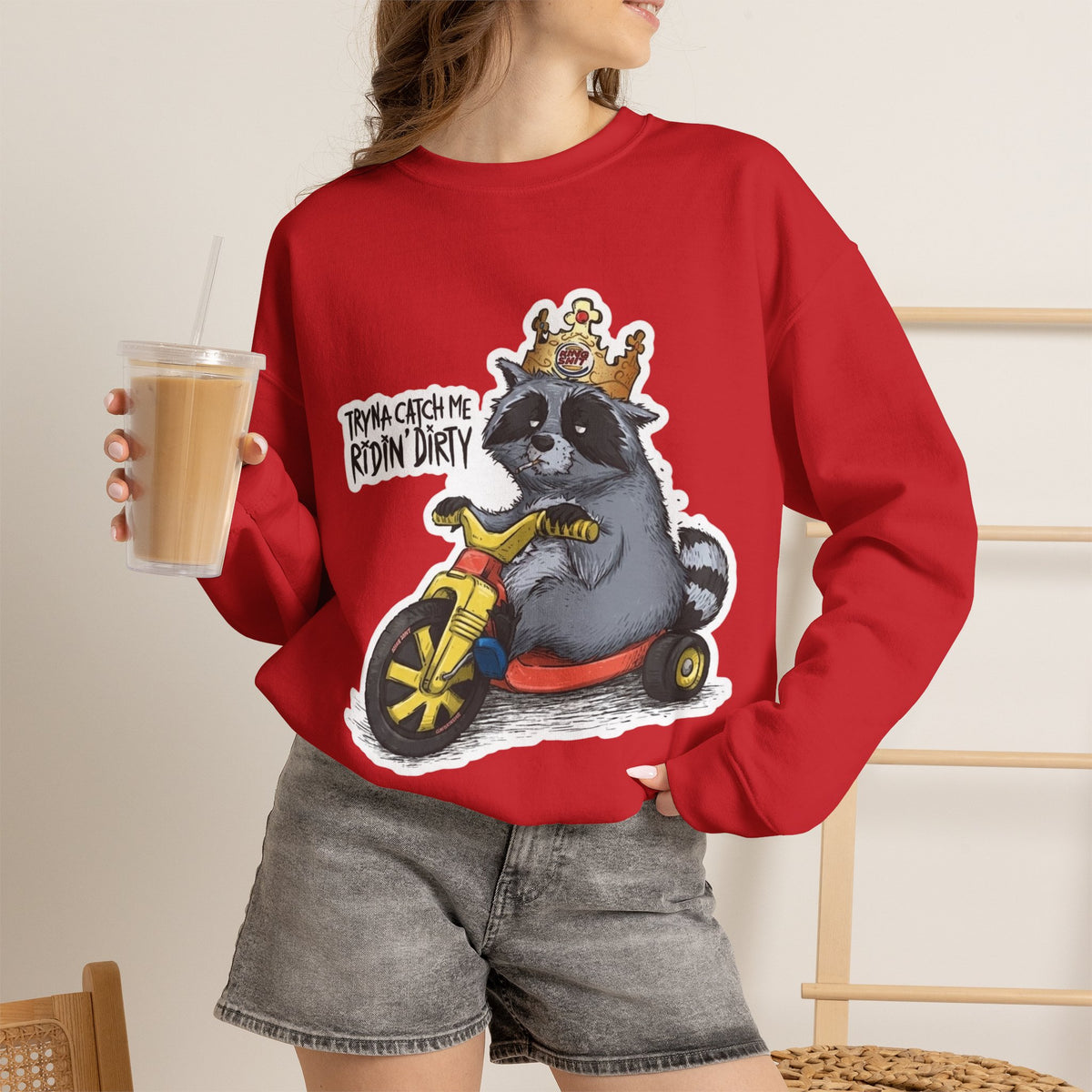 Vert Burger King Parody Vintage Style Unisex Graphic Crewneck Sweatshirt