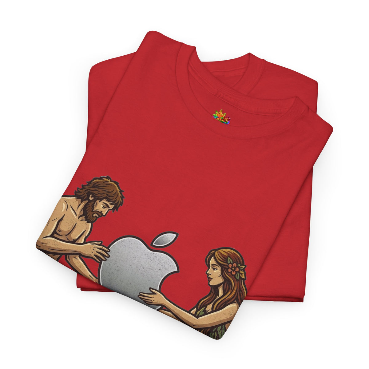 Vert Apple Adam & Eve Parody Vintage Style Unisex Cotton Graphic T-Shirt