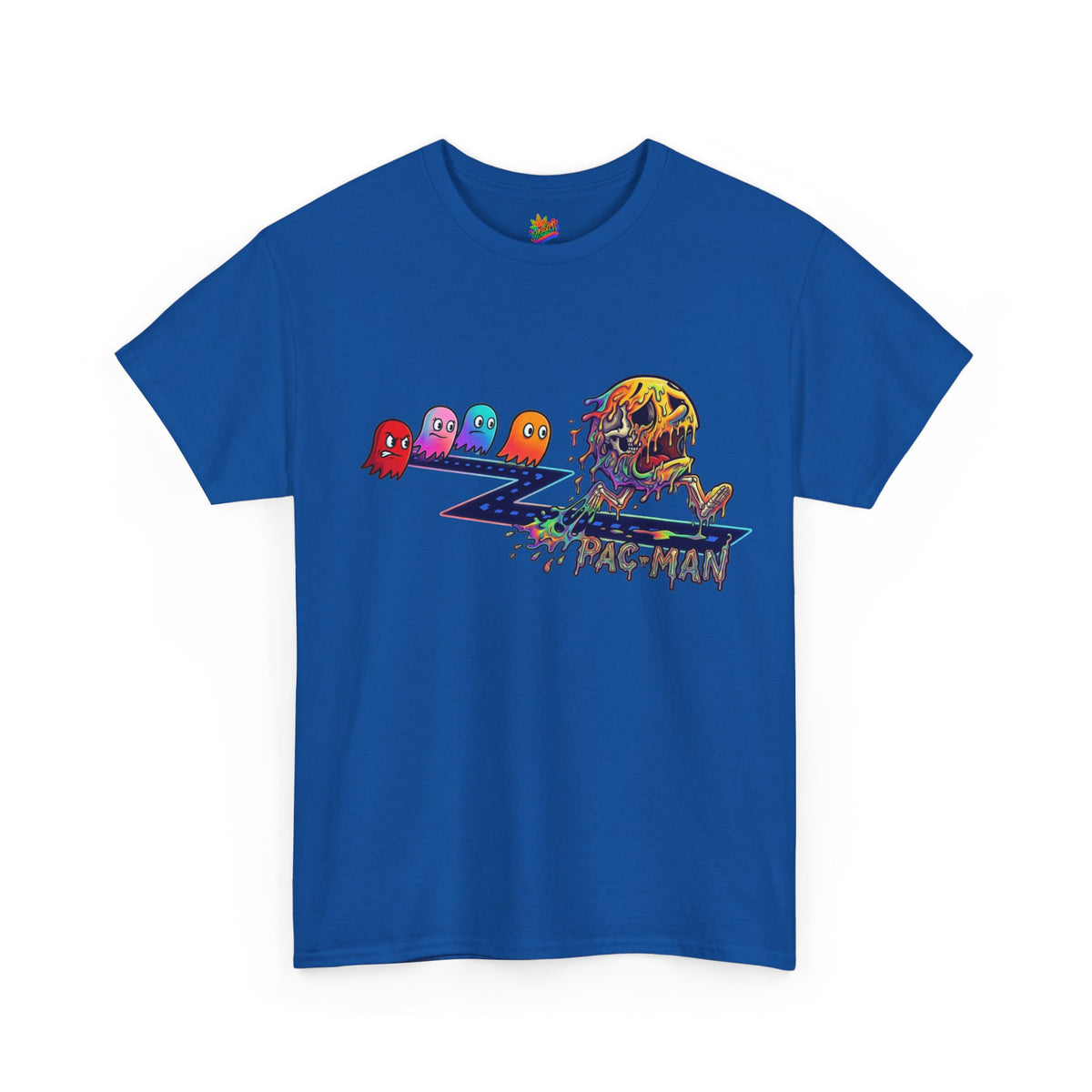 Vert Pac-Man Psychedelic Vintage Style Unisex Cotton Graphic T-Shirt