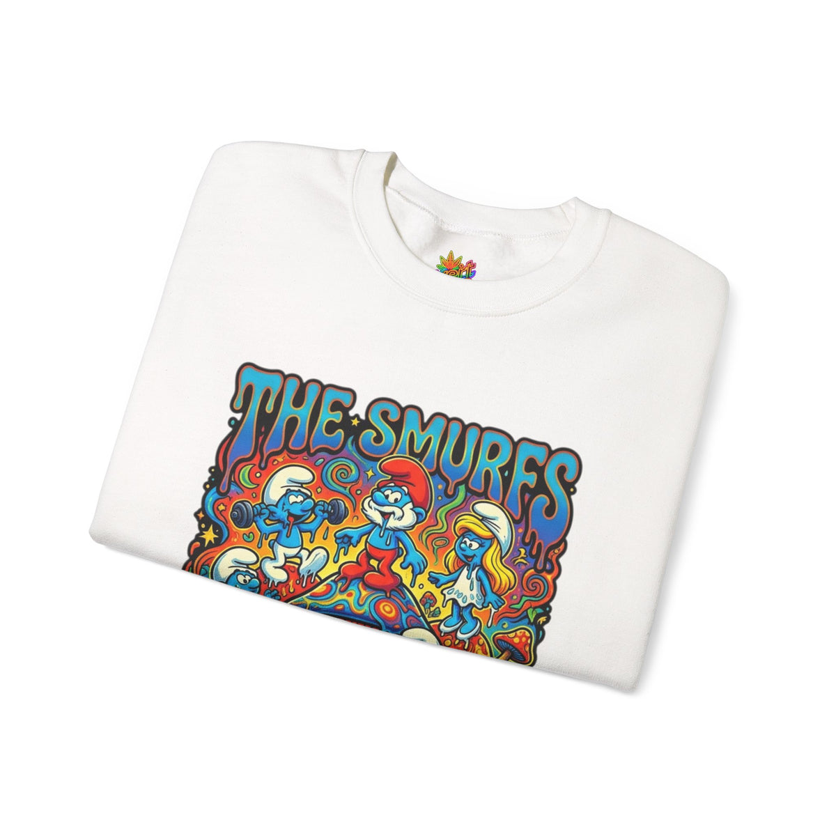 Vert Smurfs Psychedelic Vintage Style Unisex Graphic Crewneck Sweatshirt