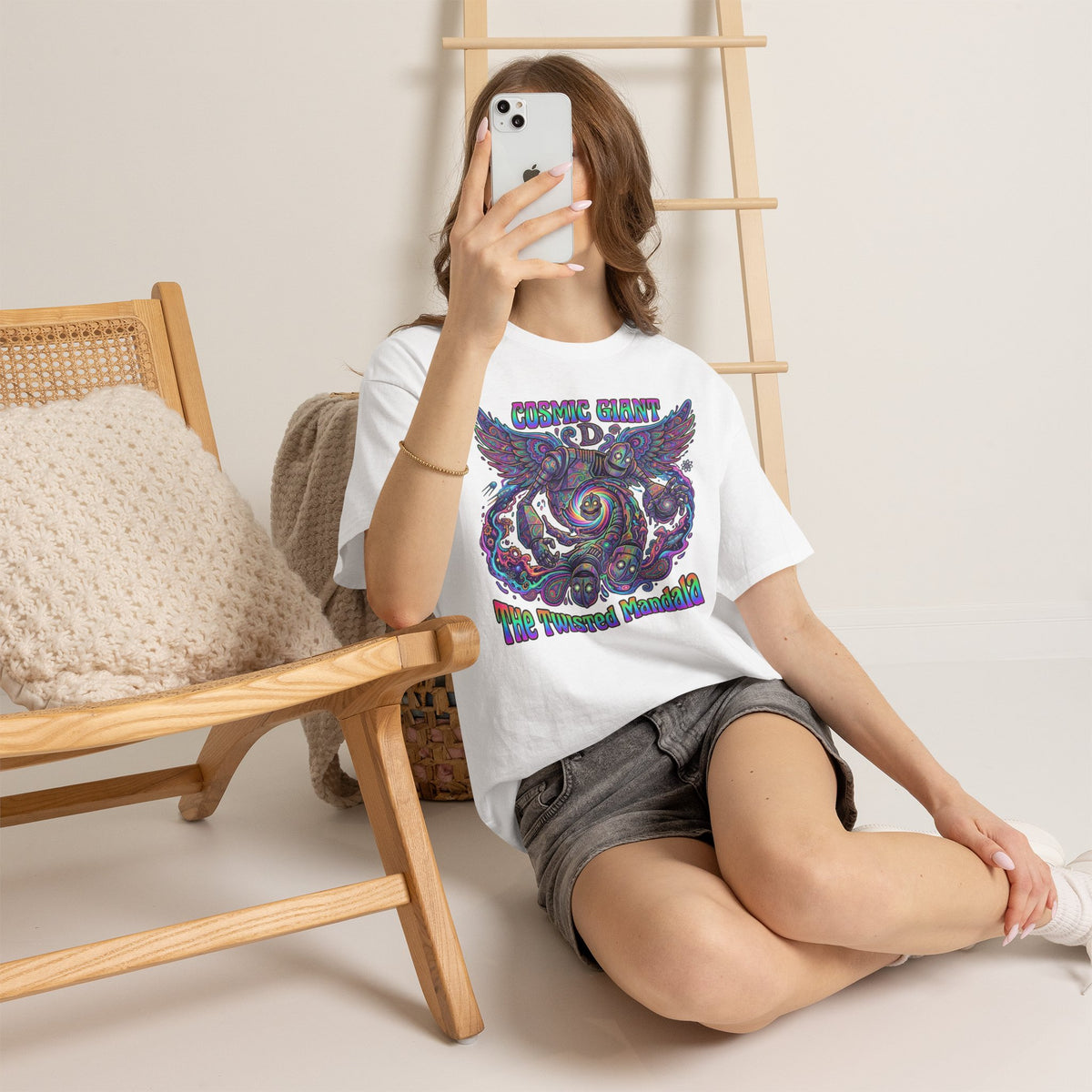 Vert Iron Giant Psychedelic Vintage Style Unisex Cotton Graphic T-Shirt