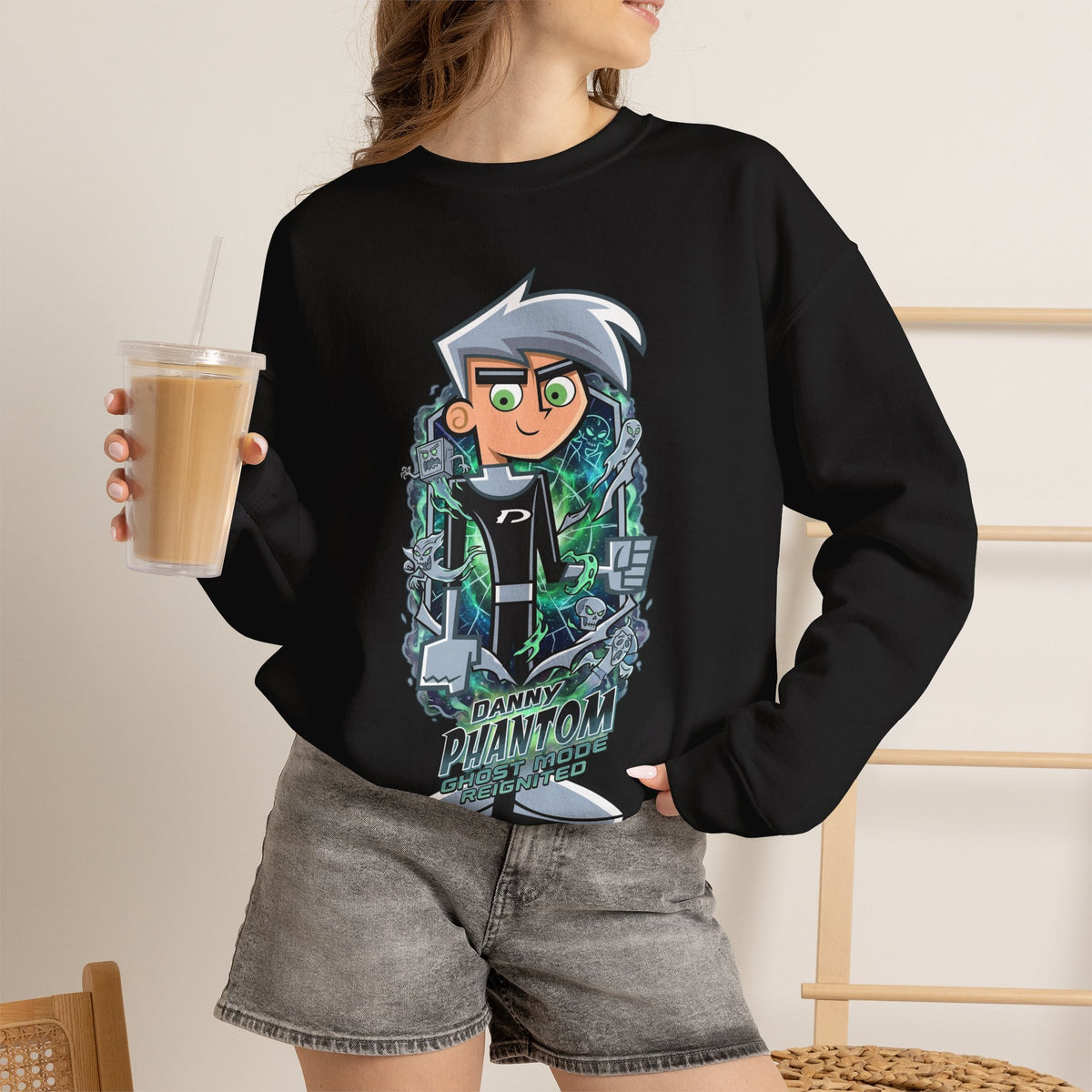Vert Danny Phantom Vintage Style Unisex Graphic Crewneck Sweatshirt