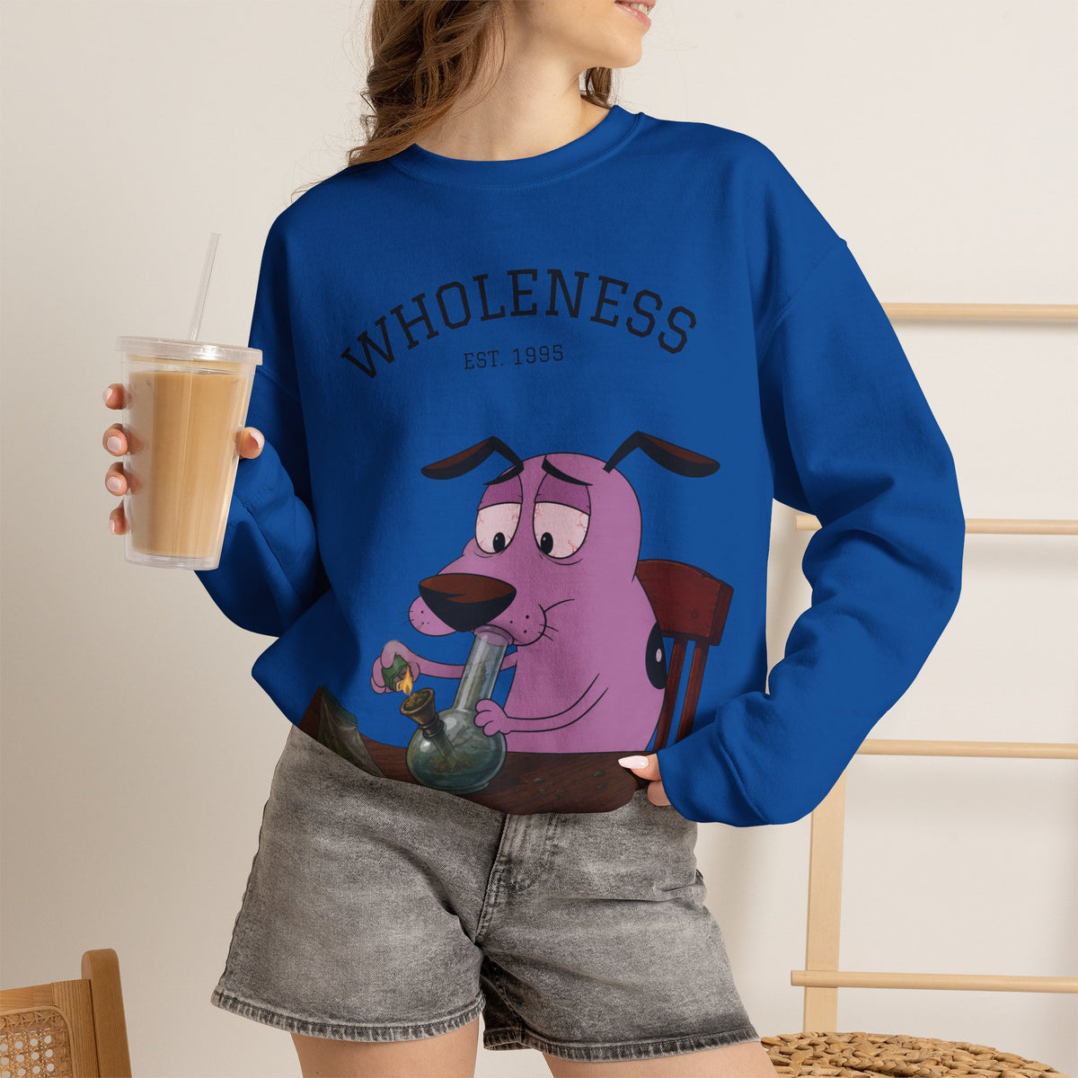 Vert Courage The Cowardly Dog Smoker Unisex Graphic Crewneck Sweatshirt