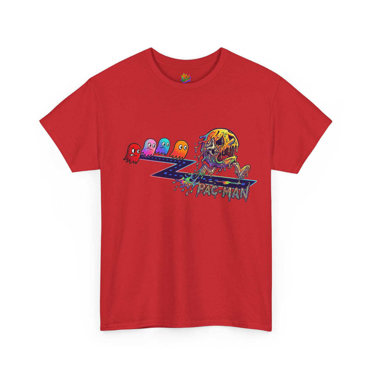 Vert Pac-Man Psychedelic Vintage Style Unisex Cotton Graphic T-Shirt
