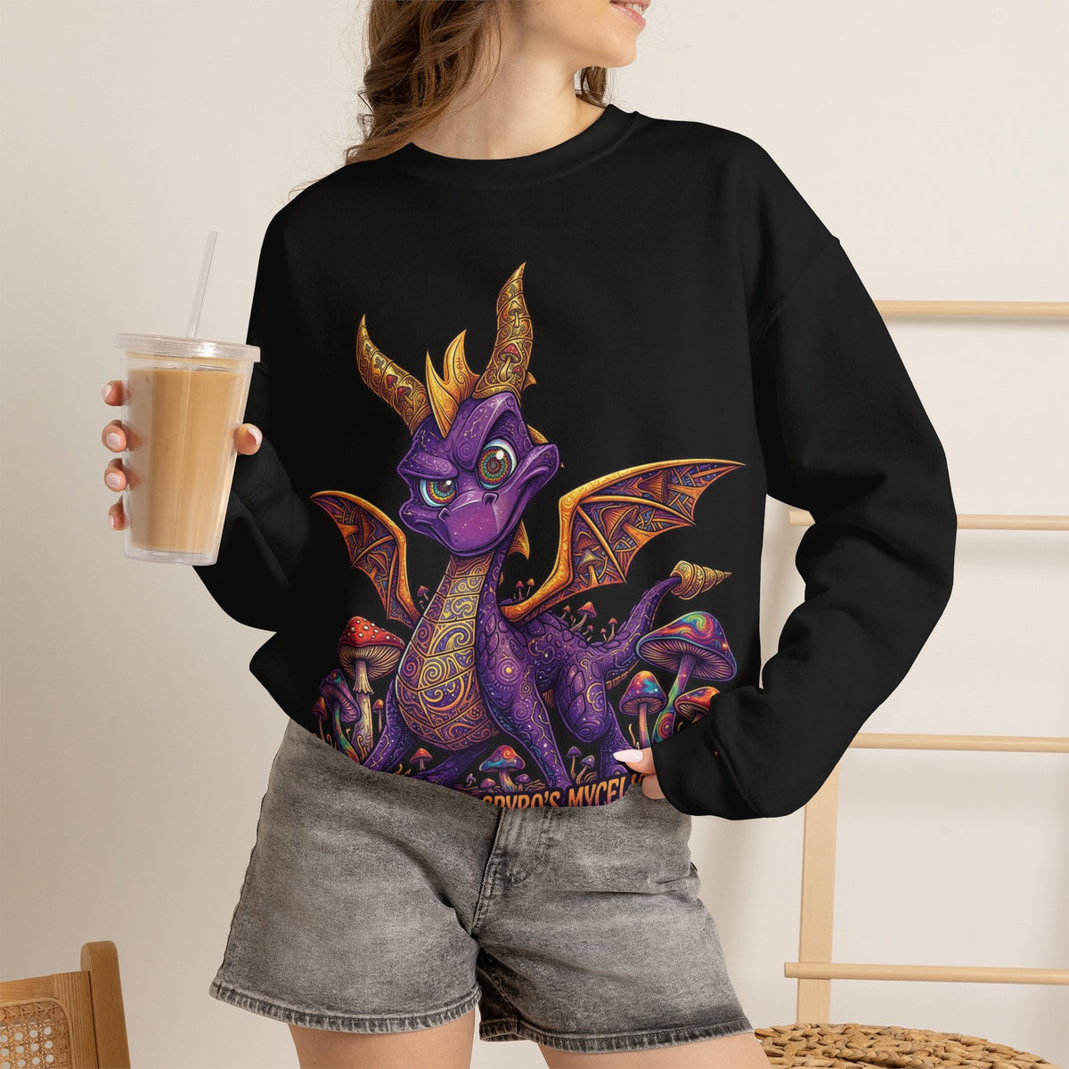 Vert Spyro Psychedelic Vintage Style Unisex Graphic Crewneck Sweatshirt