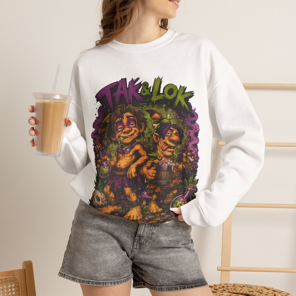 Vert Tak & Lok Vintage Style Unisex Graphic Crewneck Sweatshirt