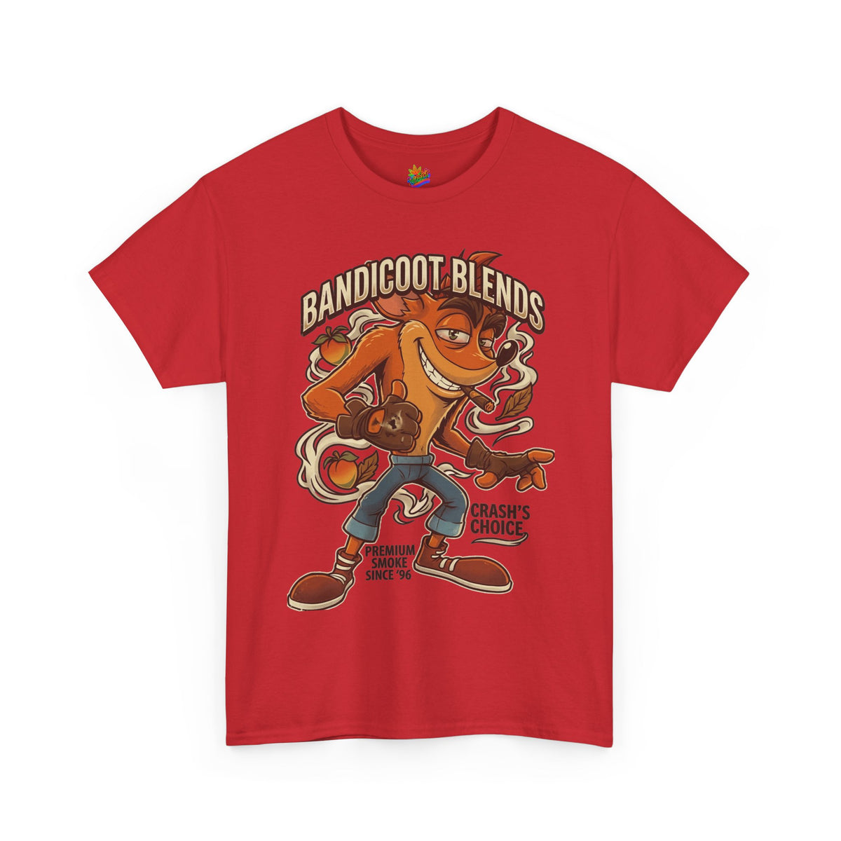Vert Crash Bandicoot Smoker Vintage Style Unisex Cotton Graphic T-Shirt