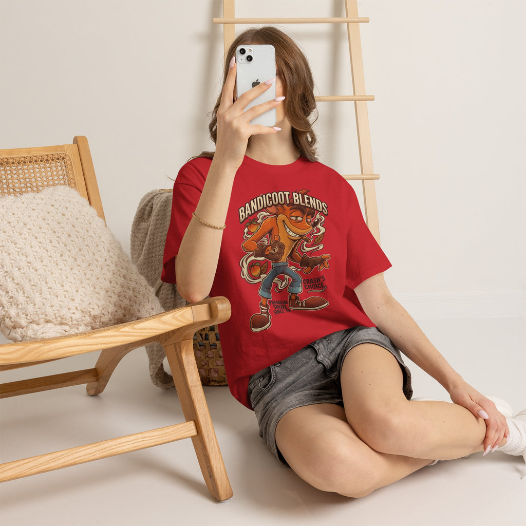 Vert Crash Bandicoot Smoker Vintage Style Unisex Cotton Graphic T-Shirt