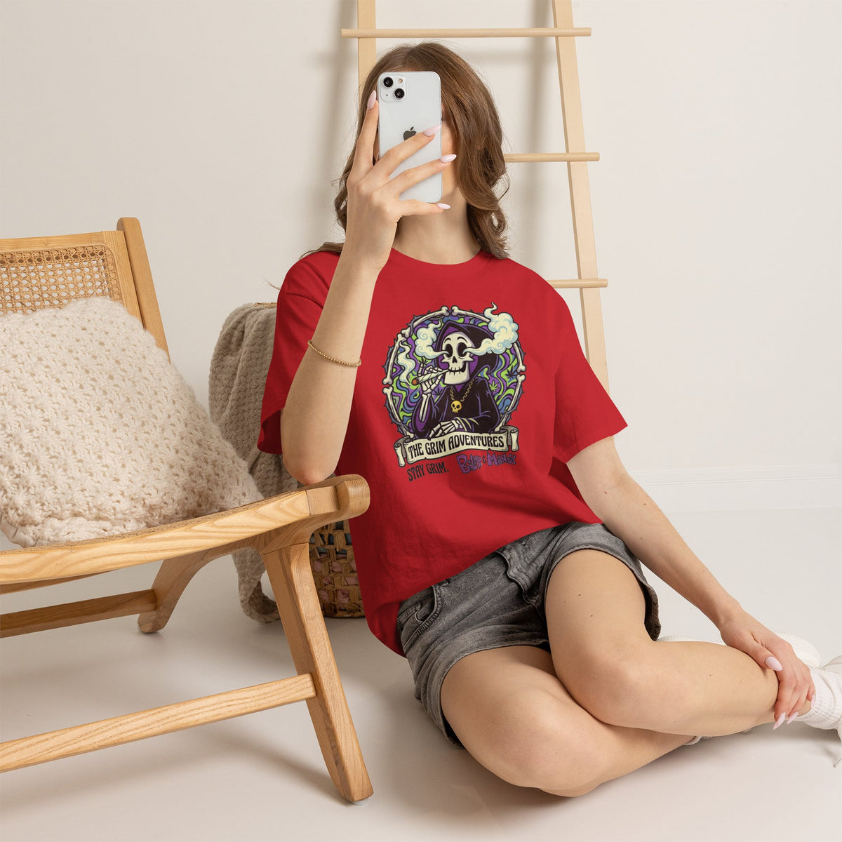 Vert Grim Smoker Vintage Style Unisex Cotton Graphic T-Shirt