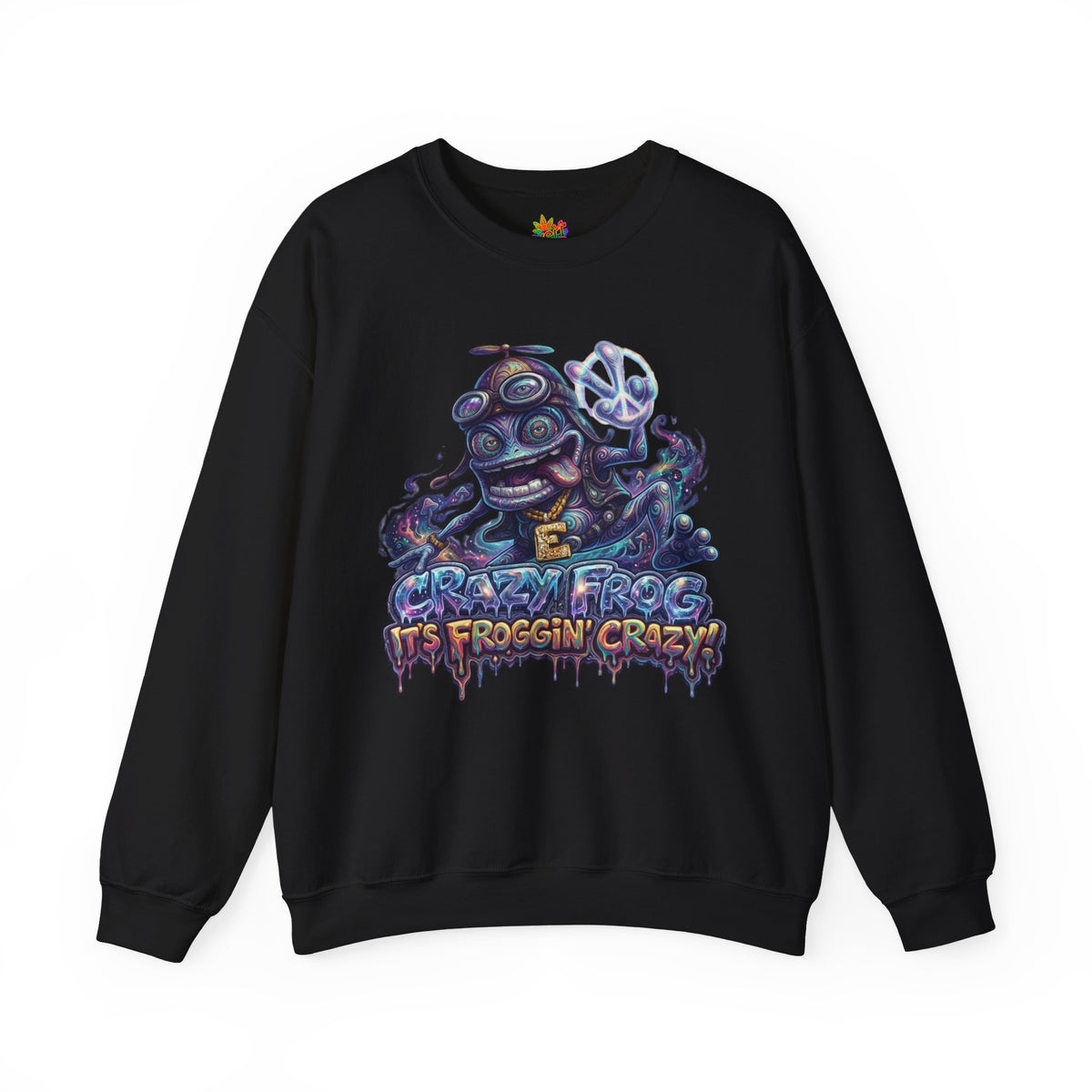 Vert Crazy Frog Psychedelic Vintage Style Unisex Graphic Crewneck Sweatshirt