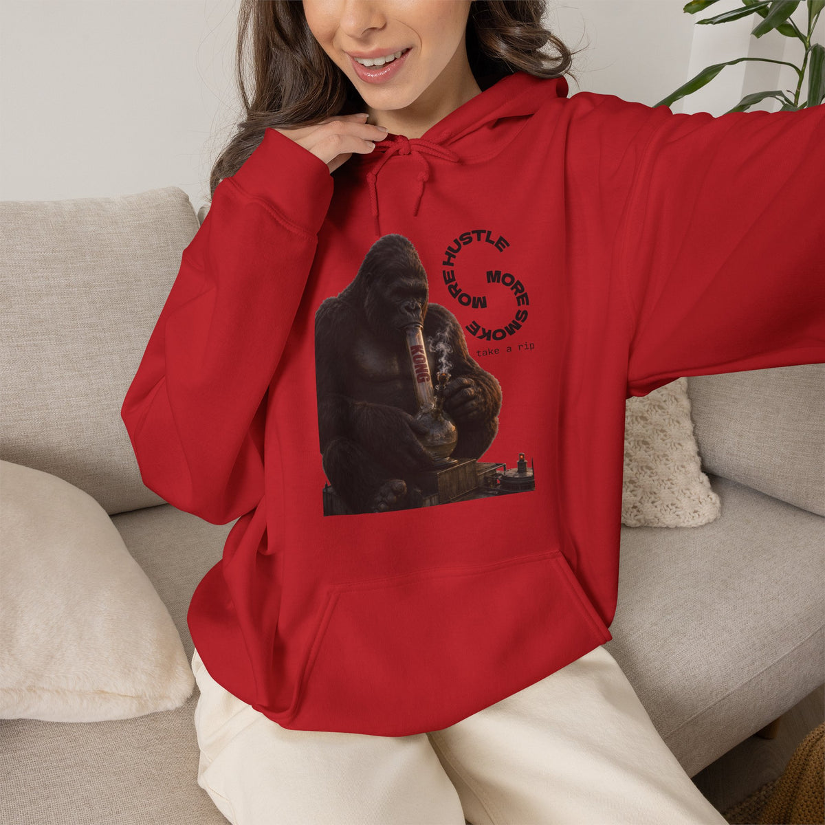 Vert King Kong Smoker Vintage Style Unisex Graphic Hoodie