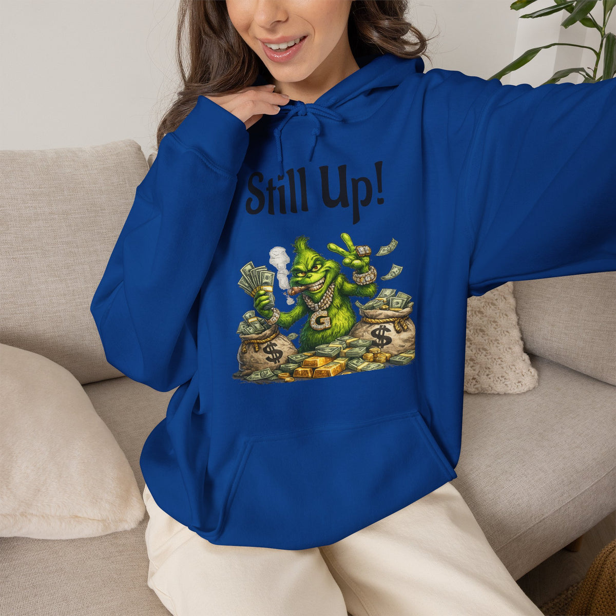 Vert Grinch Smoker Vintage Style Unisex Graphic Hoodie