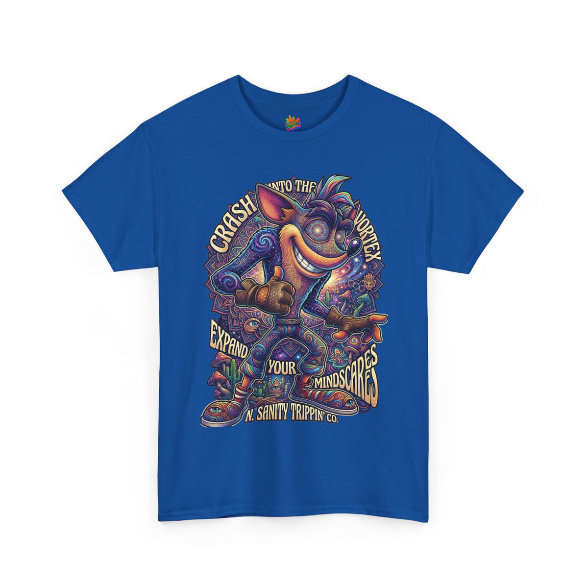 Vert Crash Bandicoot Psychedelic Vintage Style Unisex Cotton Graphic T-Shirt