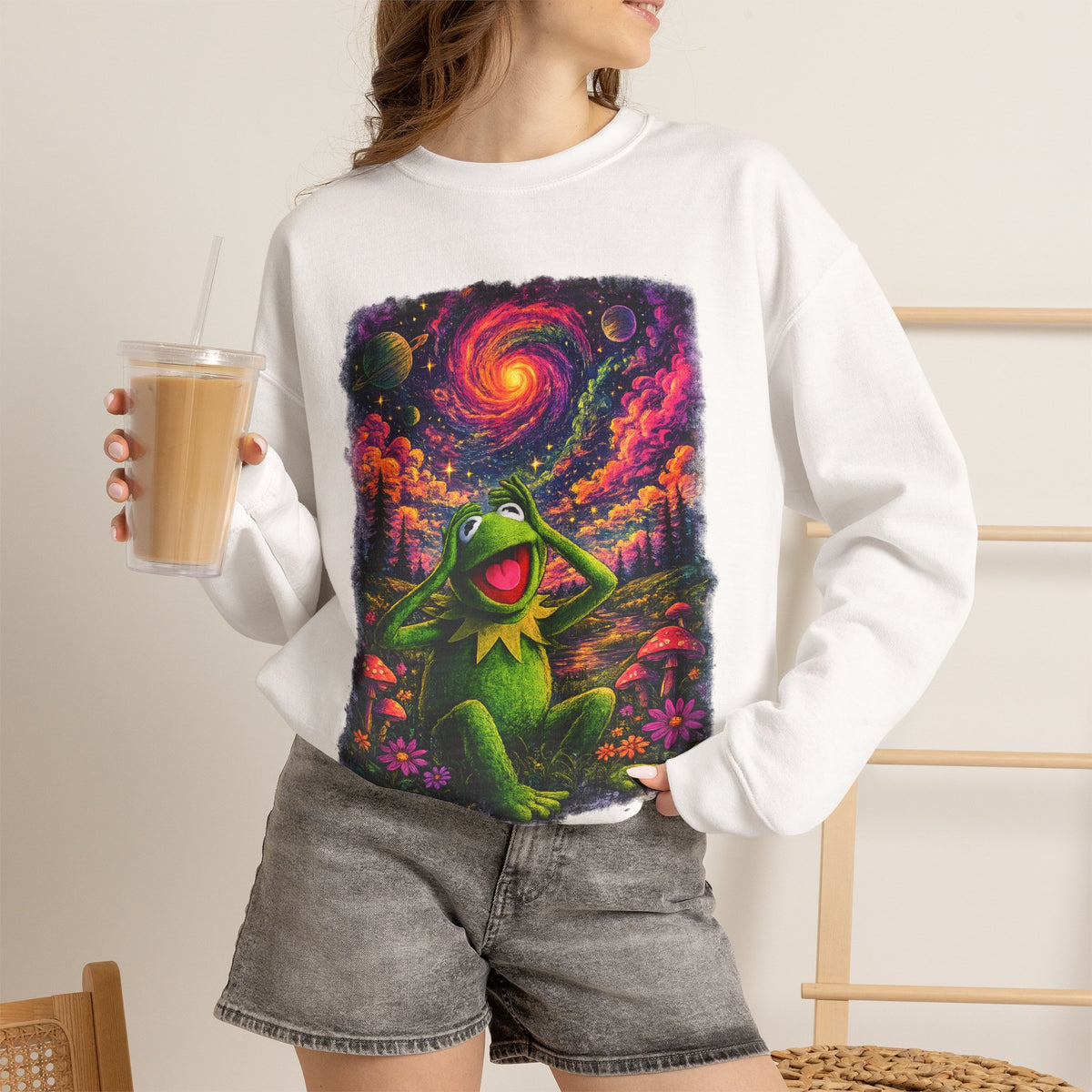 Vert Psychedelic Kermit Unisex Graphic Crewneck Sweatshirt