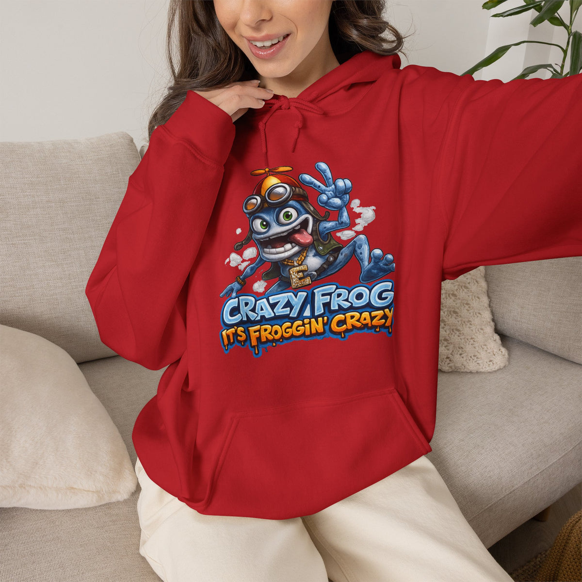 Vert Crazy Frog Vintage Style Unisex Graphic Hoodie