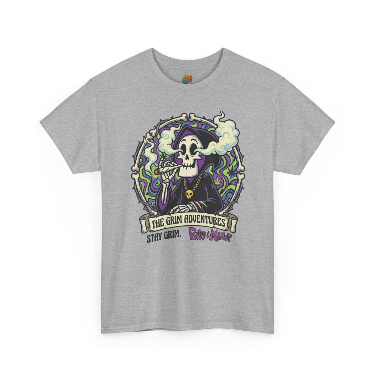 Vert Grim Smoker Vintage Style Unisex Cotton Graphic T-Shirt