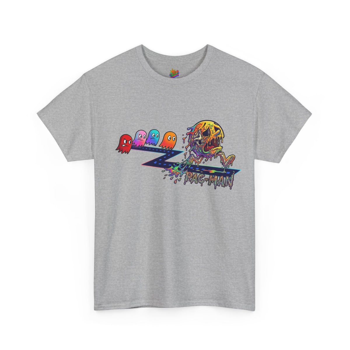 Vert Pac-Man Psychedelic Vintage Style Unisex Cotton Graphic T-Shirt