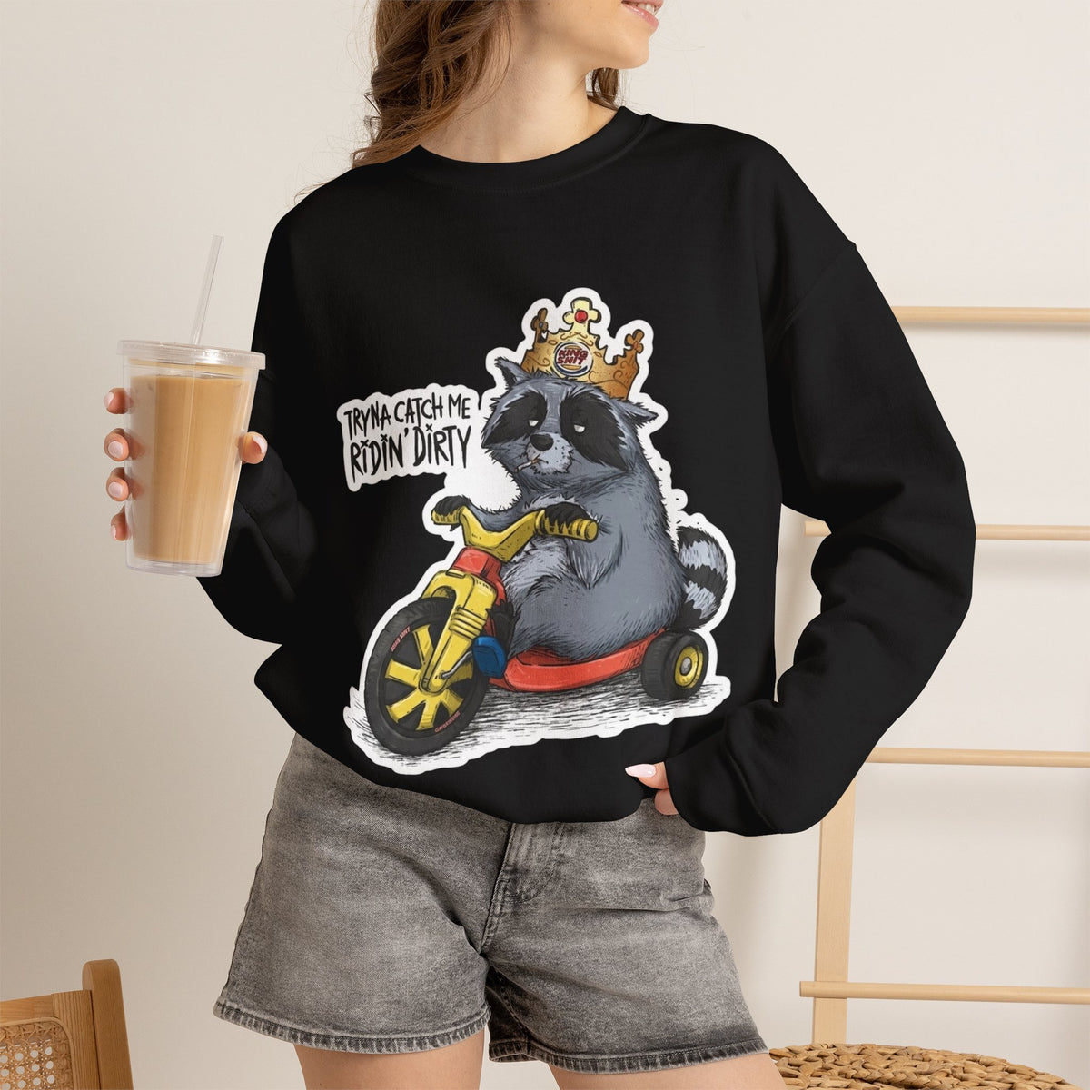 Vert Burger King Parody Vintage Style Unisex Graphic Crewneck Sweatshirt