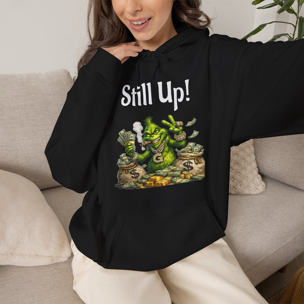 Vert Grinch Smoker Vintage Style Unisex Graphic Hoodie