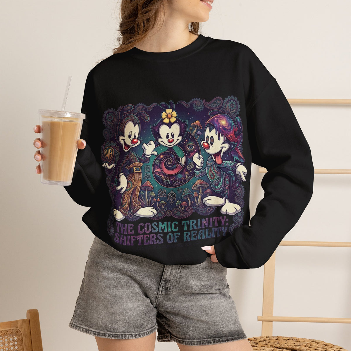 Vert Animaniacs Psychedelic Vintage Style Unisex Graphic Crewneck Sweatshirt