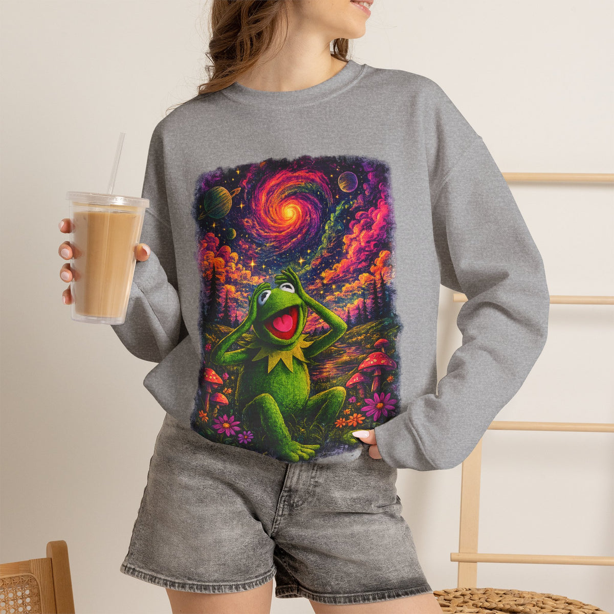 Vert Psychedelic Kermit Unisex Graphic Crewneck Sweatshirt