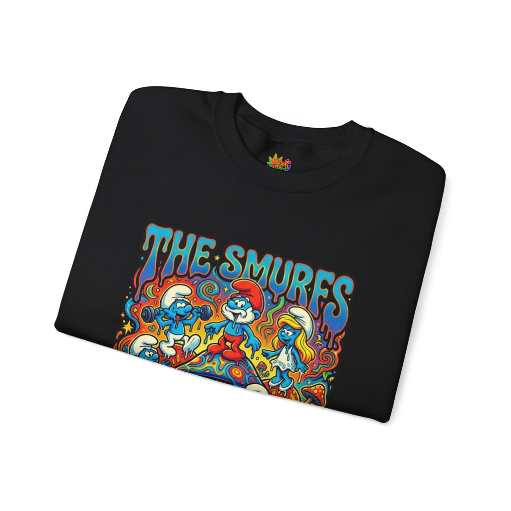 Vert Smurfs Psychedelic Vintage Style Unisex Graphic Crewneck Sweatshirt