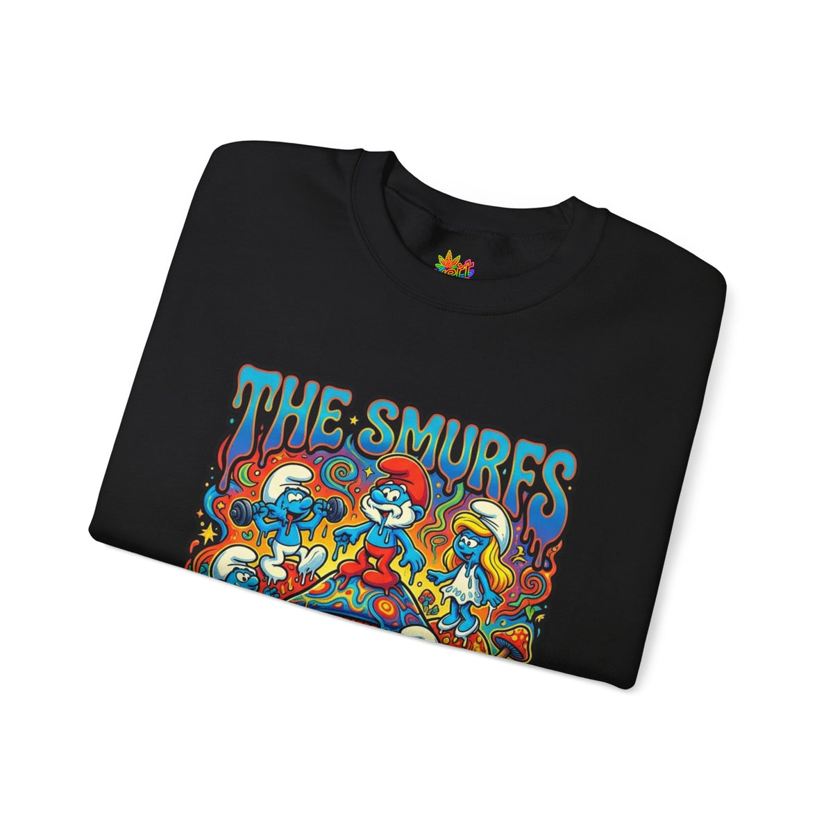 Vert Smurfs Psychedelic Vintage Style Unisex Graphic Crewneck Sweatshirt