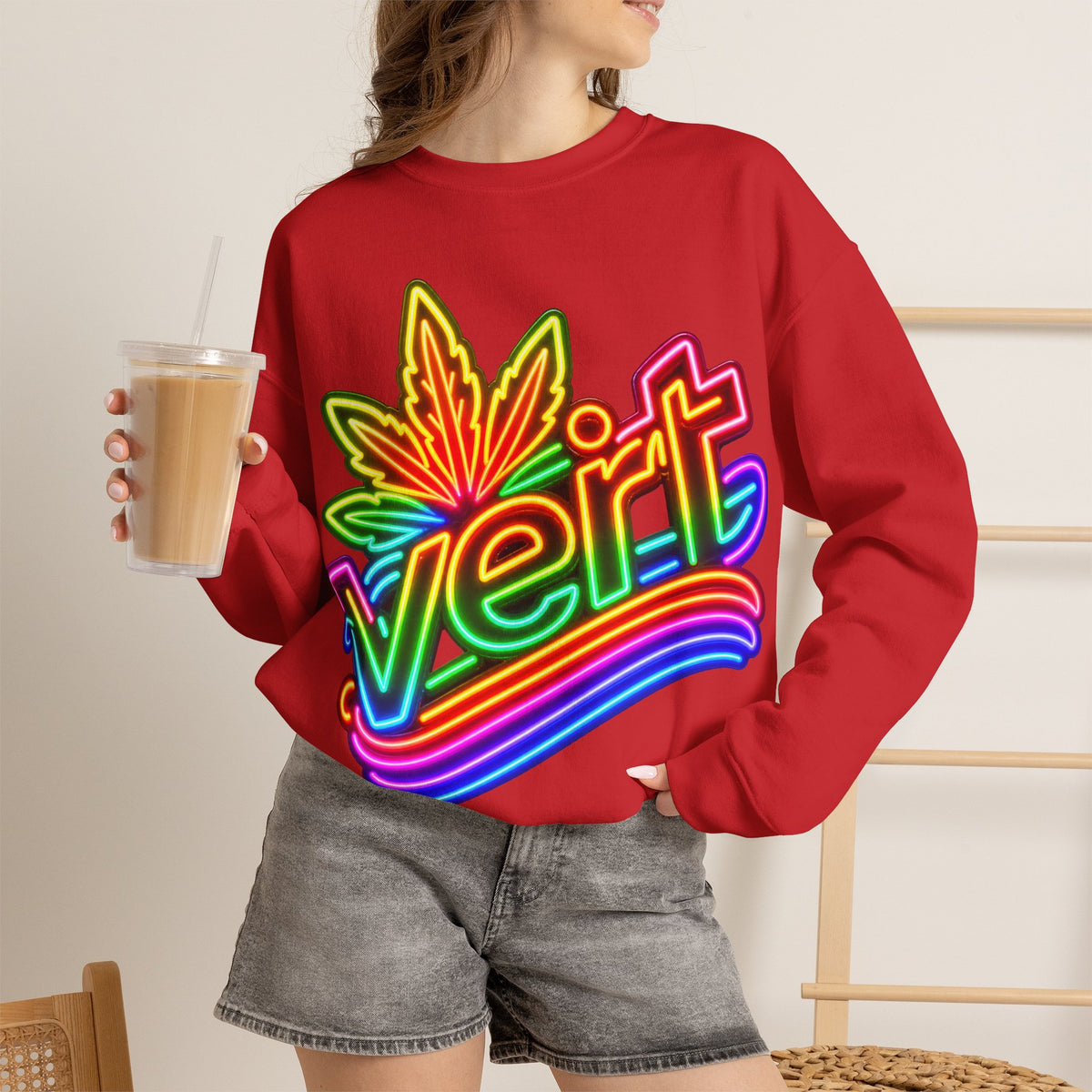 Vert Neon Logo Vintage Style Unisex Graphic Crewneck Sweatshirt