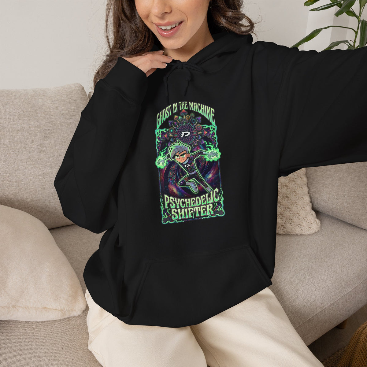 Vert Danny Phantom Psychedelic Vintage Style Unisex Graphic Hoodie