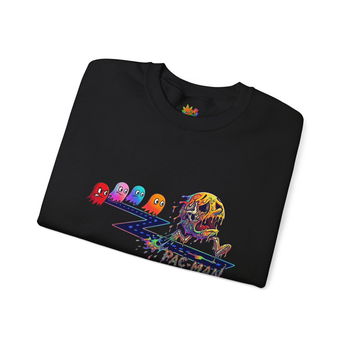 Vert Pac-Man Psychedelic Vintage Style Unisex Graphic Crewneck Sweatshirt
