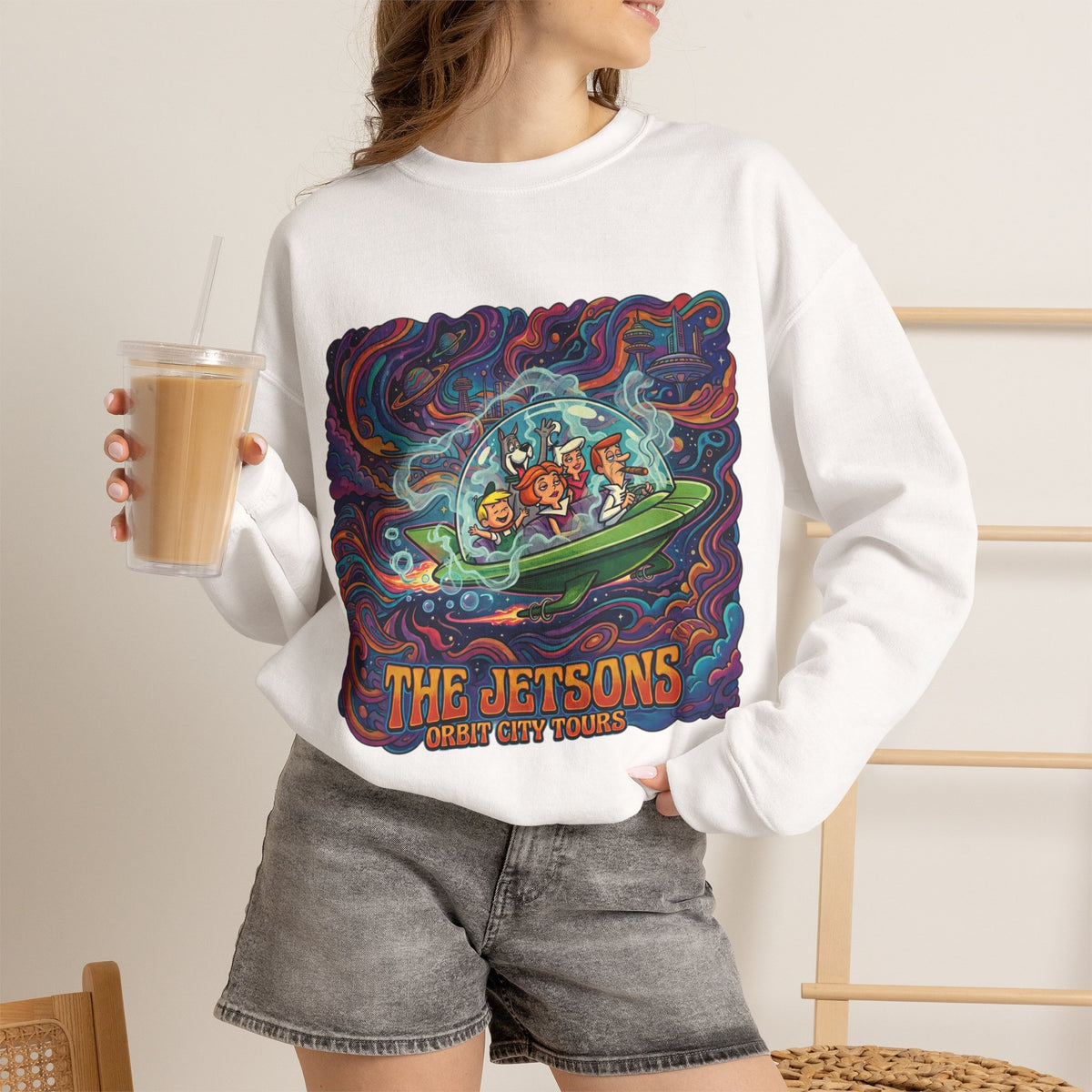 Vert Jetson Smoker Vintage Style Unisex Graphic Crewneck Sweatshirt