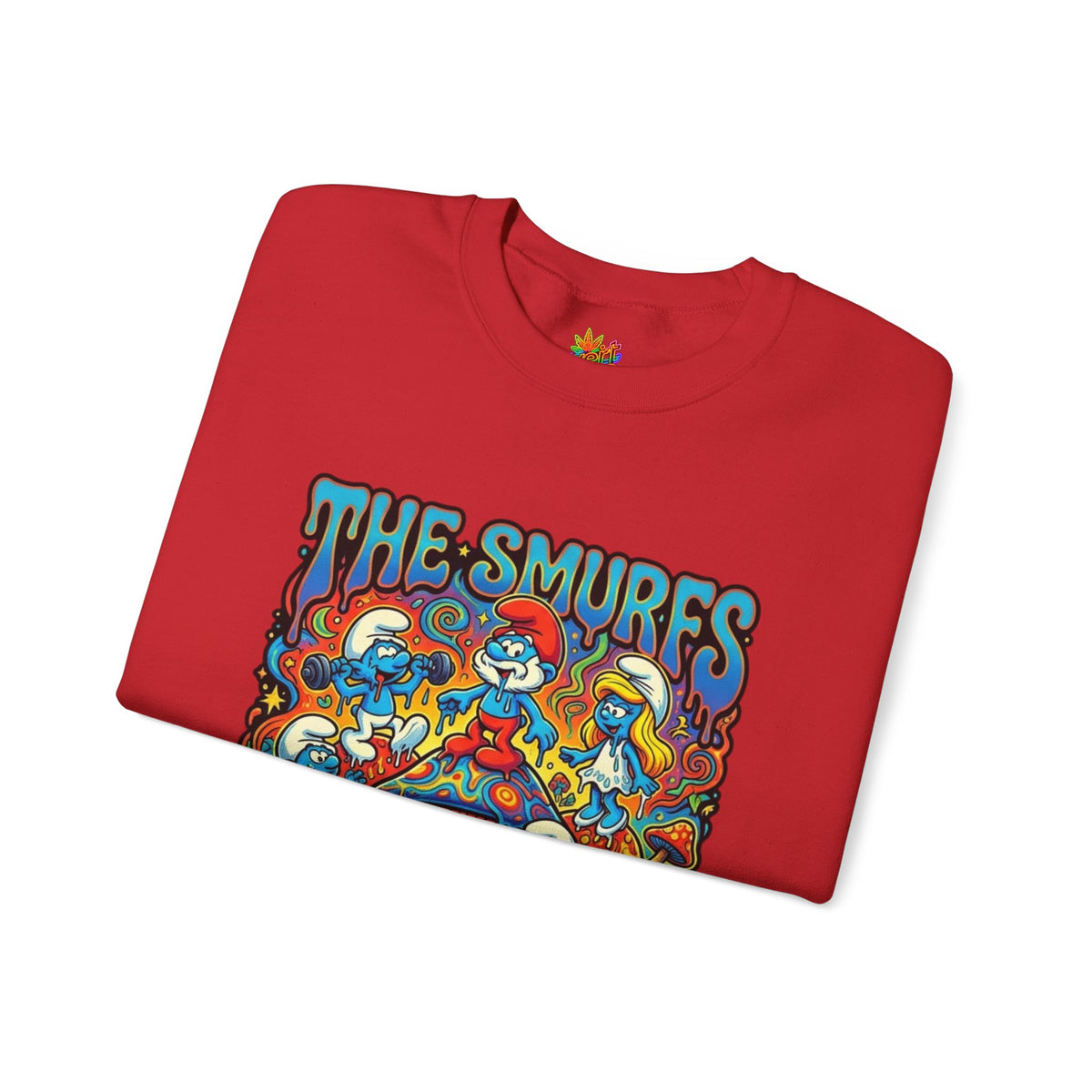 Vert Smurfs Psychedelic Vintage Style Unisex Graphic Crewneck Sweatshirt