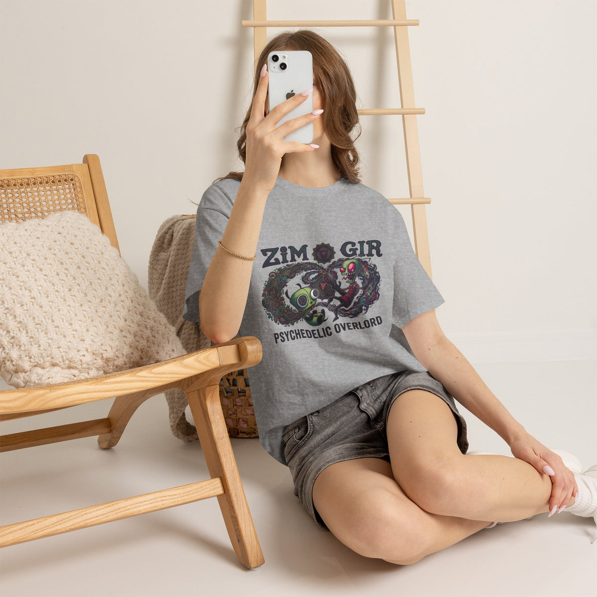 Vert Invader Zim Psychedelic Vintage Style Unisex Cotton Graphic T-Shirt