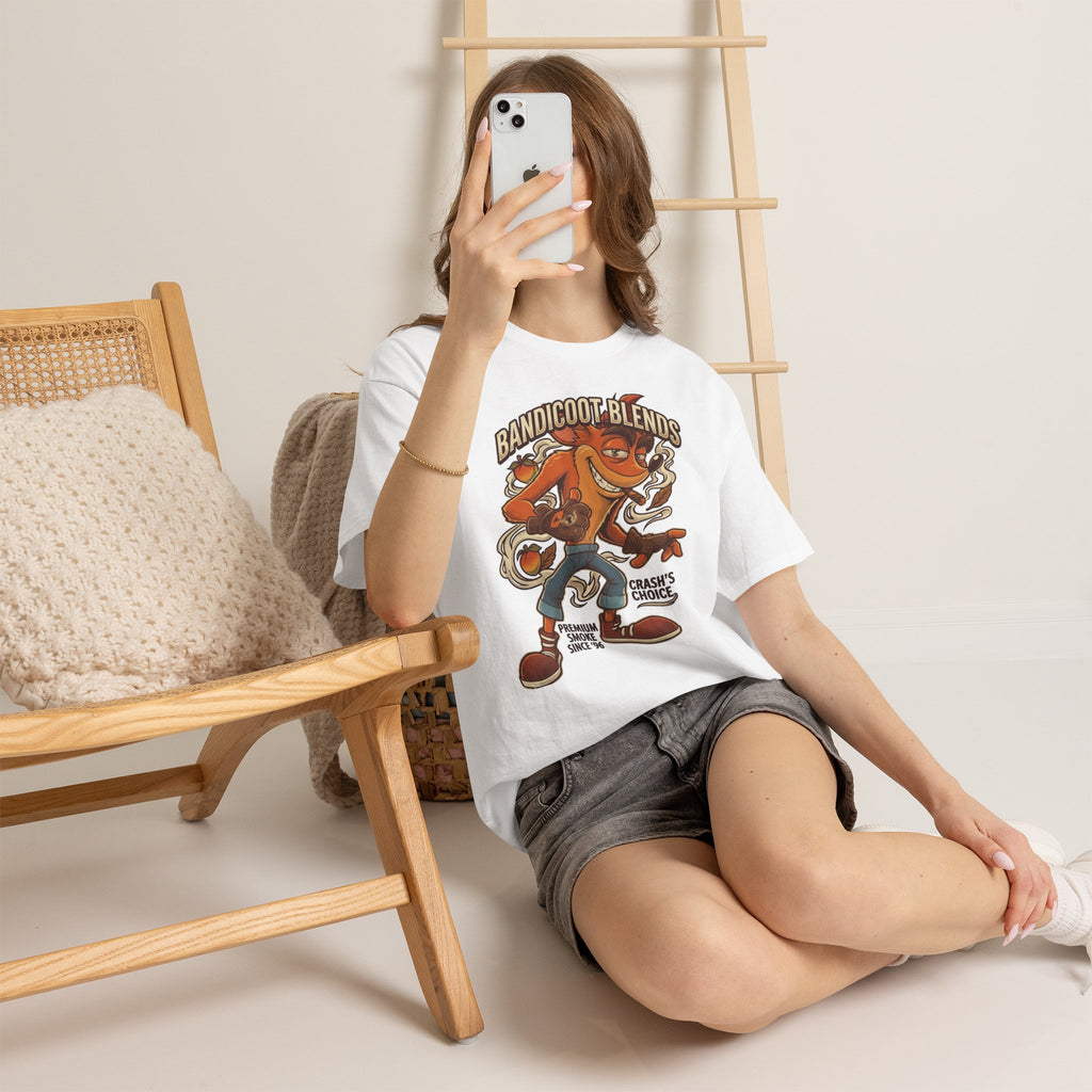 Vert Crash Bandicoot Smoker Vintage Style Unisex Cotton Graphic T-Shirt