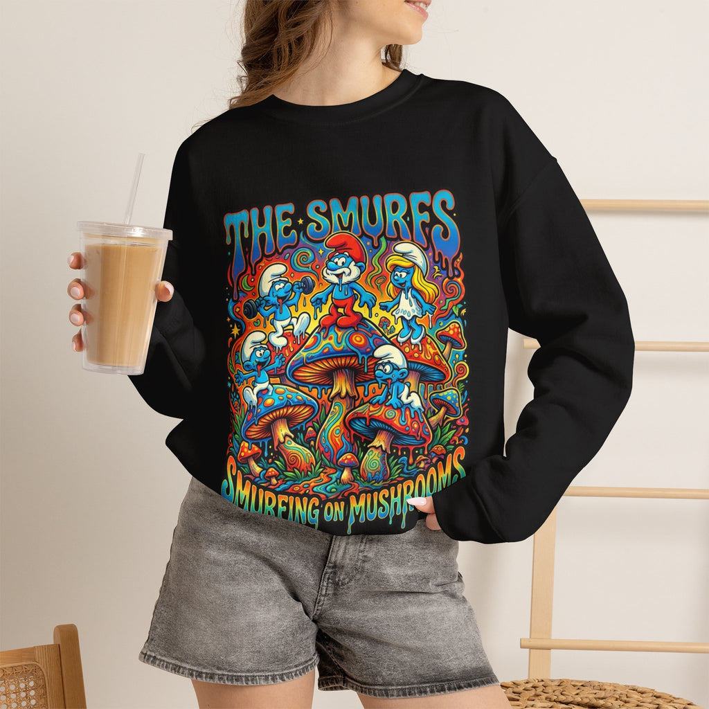 Vert Smurfs Psychedelic Vintage Style Unisex Graphic Crewneck Sweatshirt