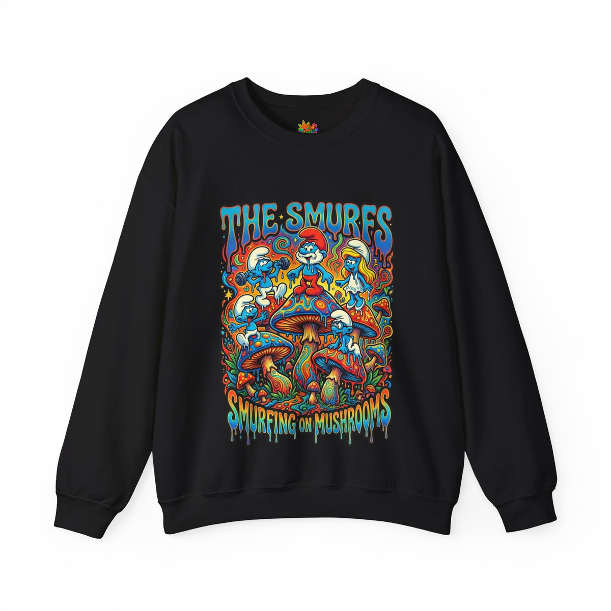 Vert Smurfs Psychedelic Vintage Style Unisex Graphic Crewneck Sweatshirt