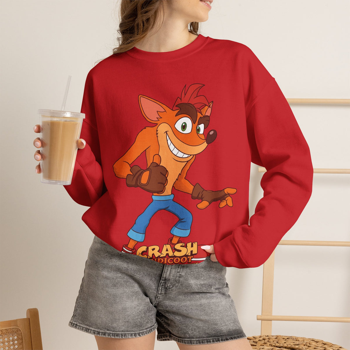 Vert Crash Bandicoot Vintage Style Unisex Graphic Crewneck Sweatshirt