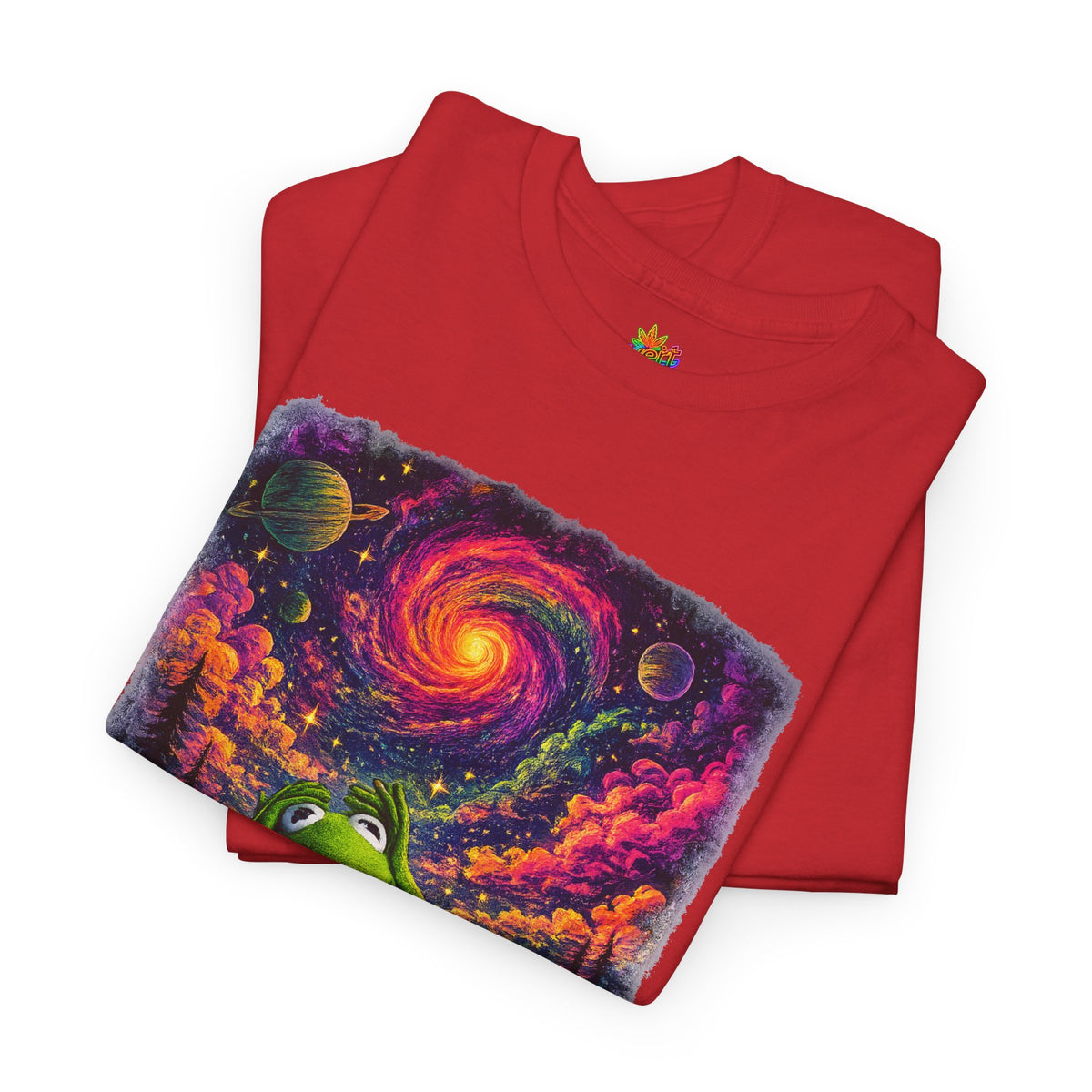 Vert Psychedelic Kermit Vintage Style Unisex Cotton Graphic T-Shirt