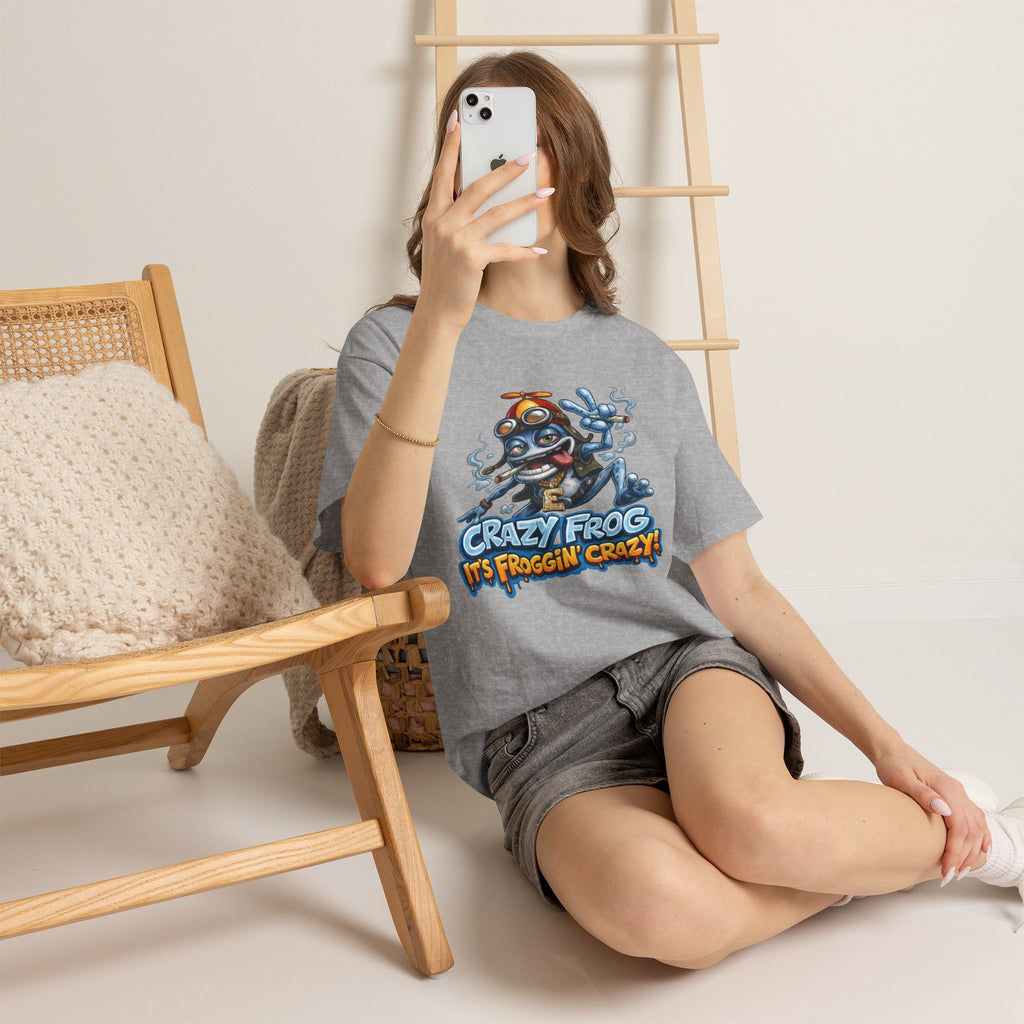 Vert Crazy Frog Smoker Vintage Style Unisex Cotton Graphic T-Shirt