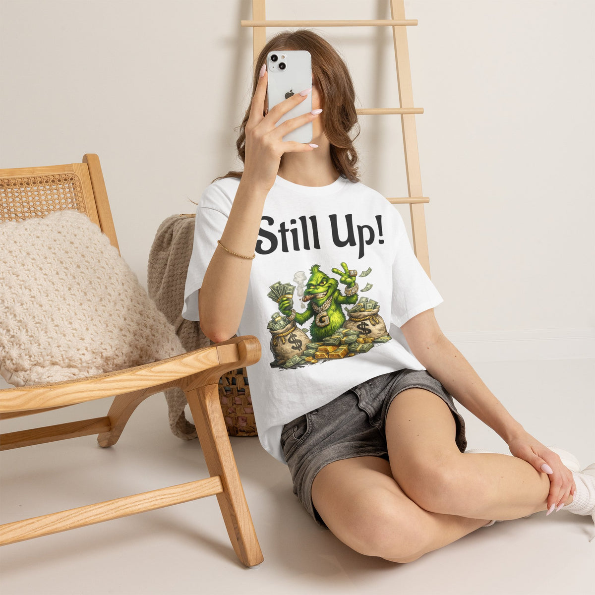 Vert Grinch Smoker Vintage Style Unisex Cotton Graphic T-Shirt