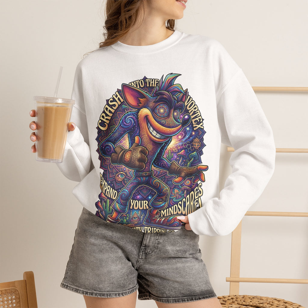 Vert Crash Bandicoot Psychedelic Vintage Style Unisex Graphic Crewneck Sweatshirt