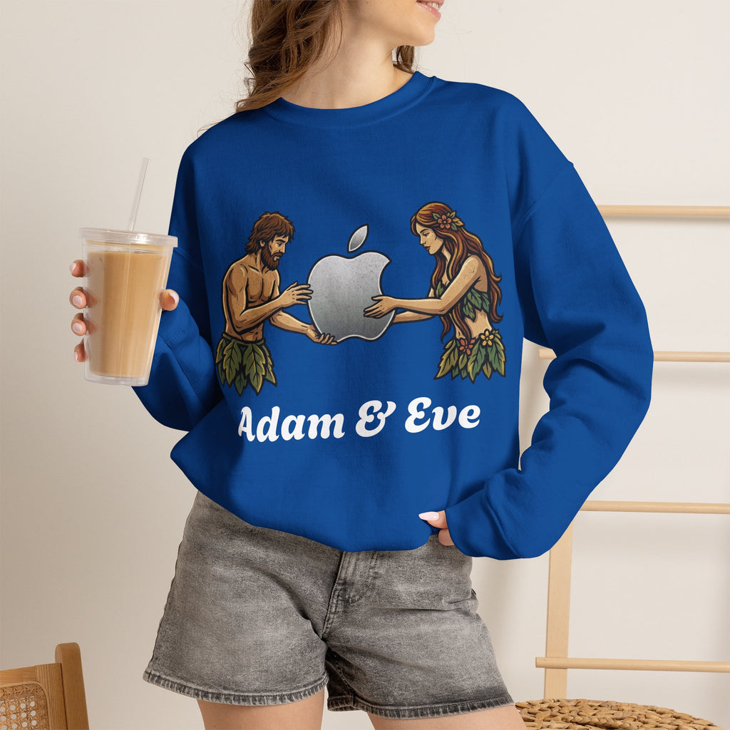 Vert Apple Adam & Eve Parody Vintage Style Unisex Graphic Crewneck Sweatshirt