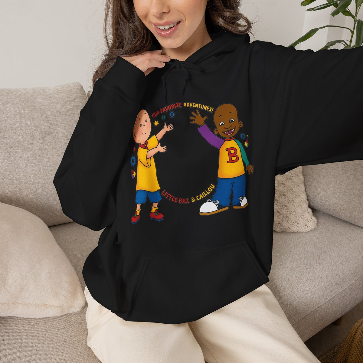 Vert Little Bill & Caillou Vintage Style Unisex Graphic Hoodie