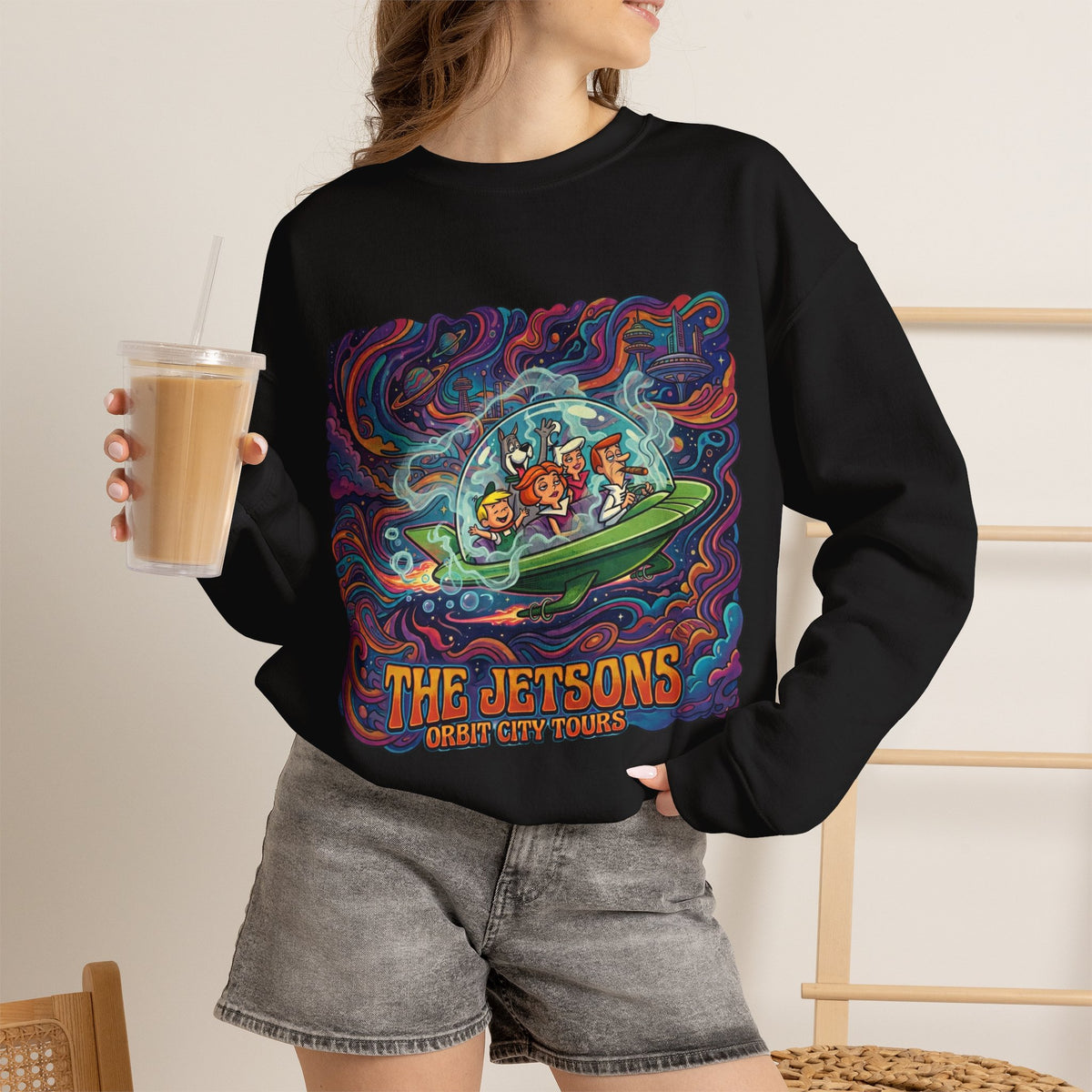 Vert Jetson Smoker Vintage Style Unisex Graphic Crewneck Sweatshirt