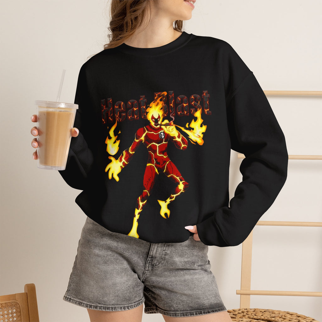Vert Ben 10 Heat Blast Vintage Style Unisex Cotton Graphic Crewneck Sweatshirt